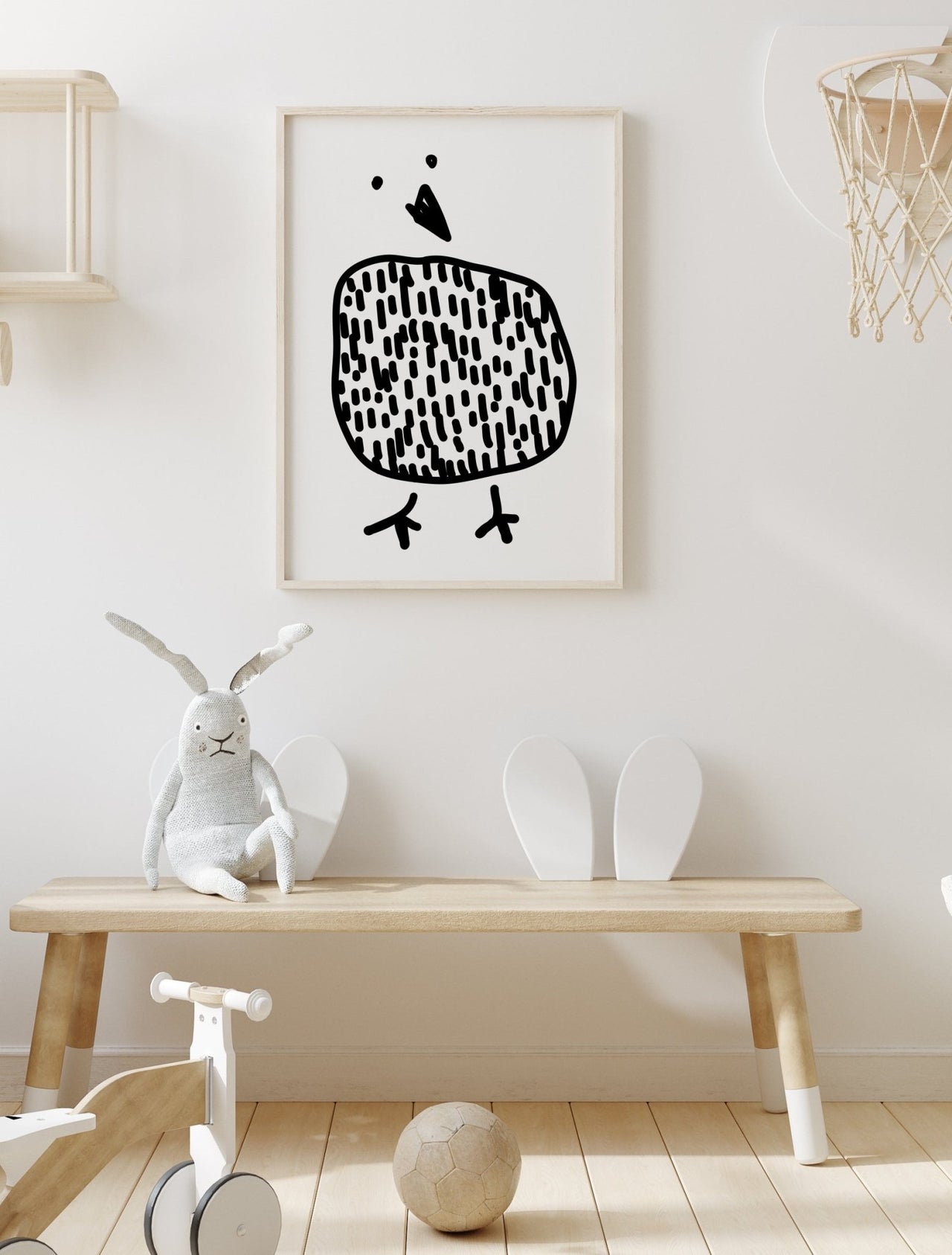 BLACK ILLUSTRATION SPECKLED BIRD GRAPHIC ART PRINT WITH A WHITE BACKGROUND